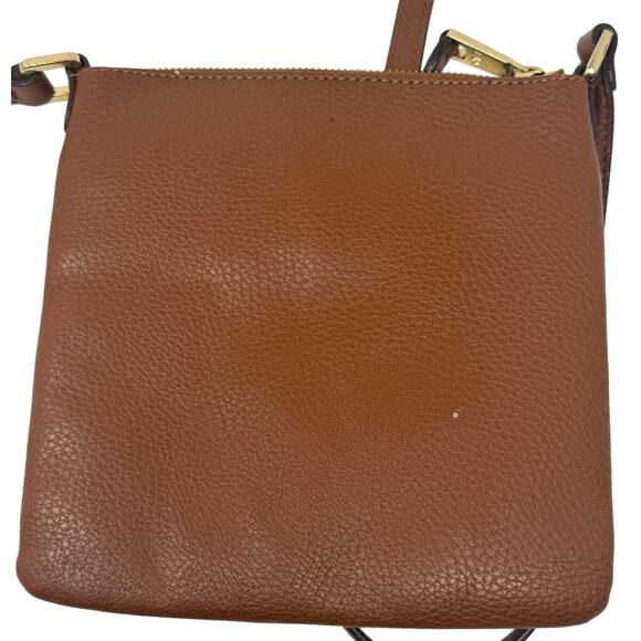 Lauren Ralph Lauren Brown Pebbled Faux Leather Crossbody Bag Gold Accents - Picture 4 of 8